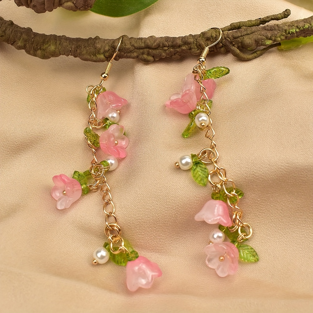 Women's Glass Wind Chime Flower Earrings